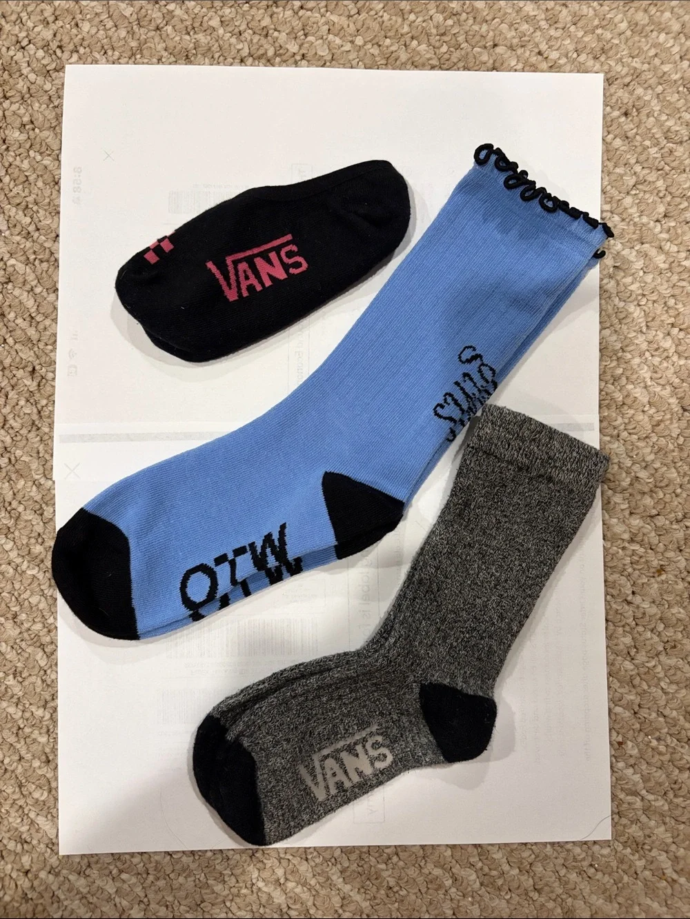 Vans Kids 3-Pack Socks - Blue, Black & Gray